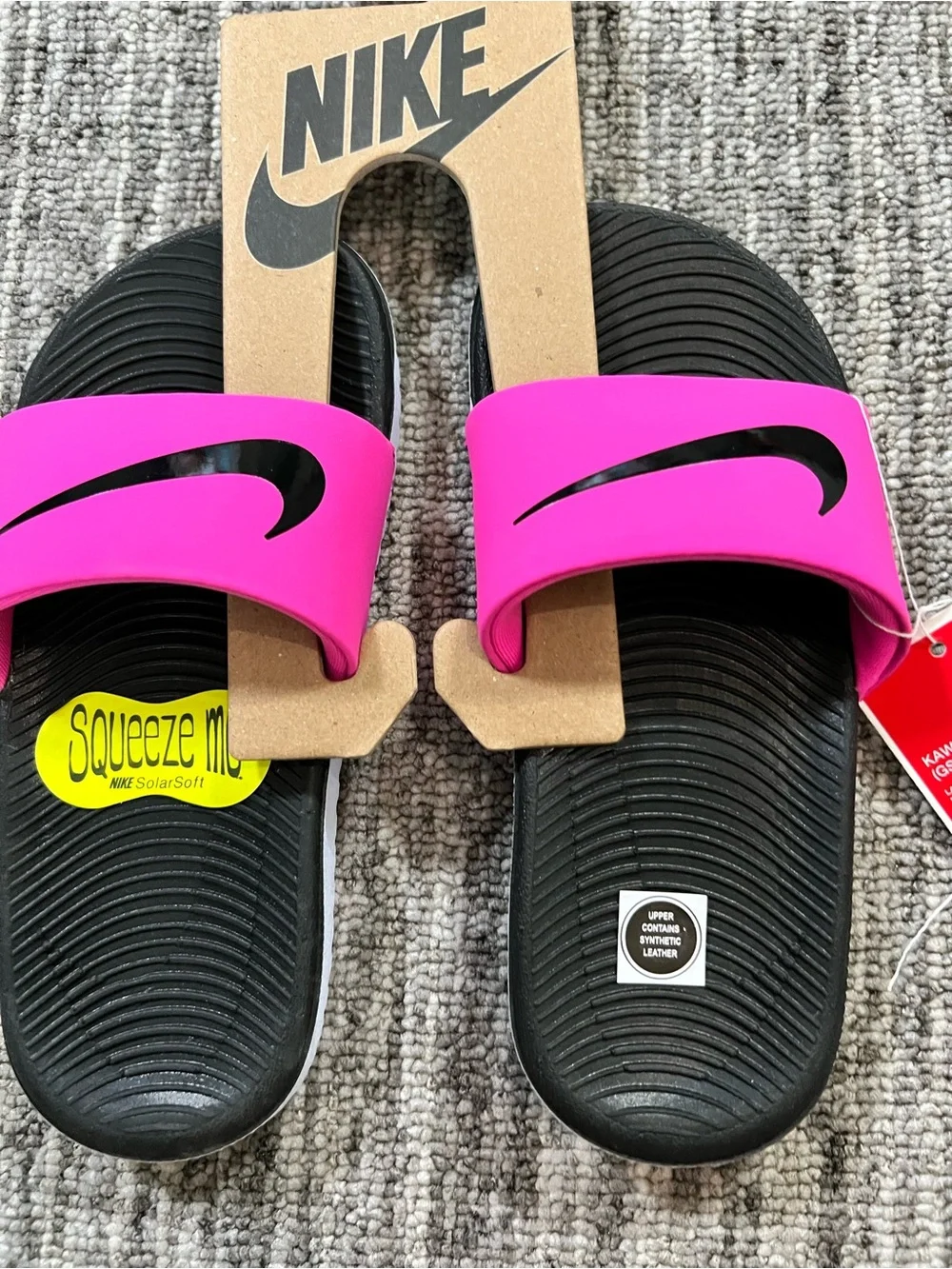 Nike Kids Slide Sandals Black and Bright Pink Size 12c